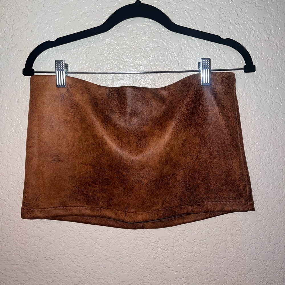 NWT Urban Outfitters Faux Leather Tan Mini Skirt